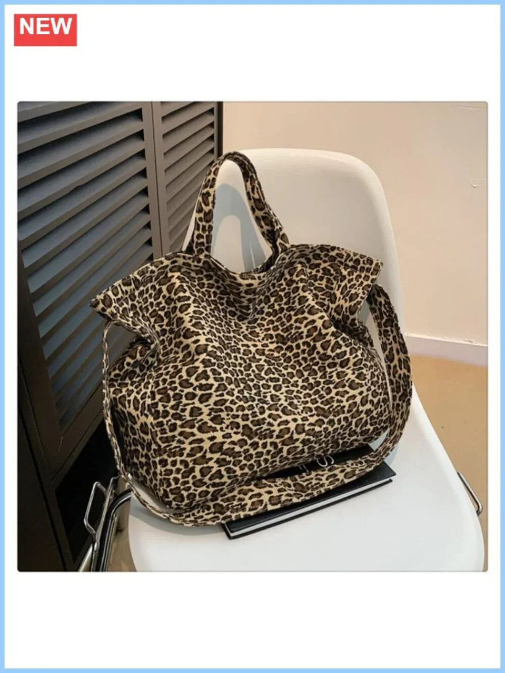 Leopard Print Hobo Bag Large Capacity Shoulder Tote with Adjustable Strap